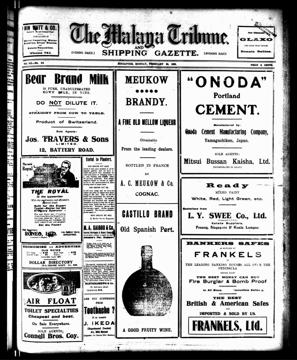 Miniature of Malaya Tribune 23 February 1920