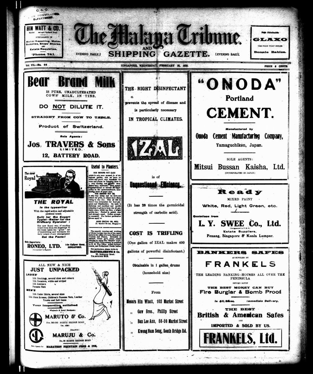 Miniature of Malaya Tribune 25 February 1920