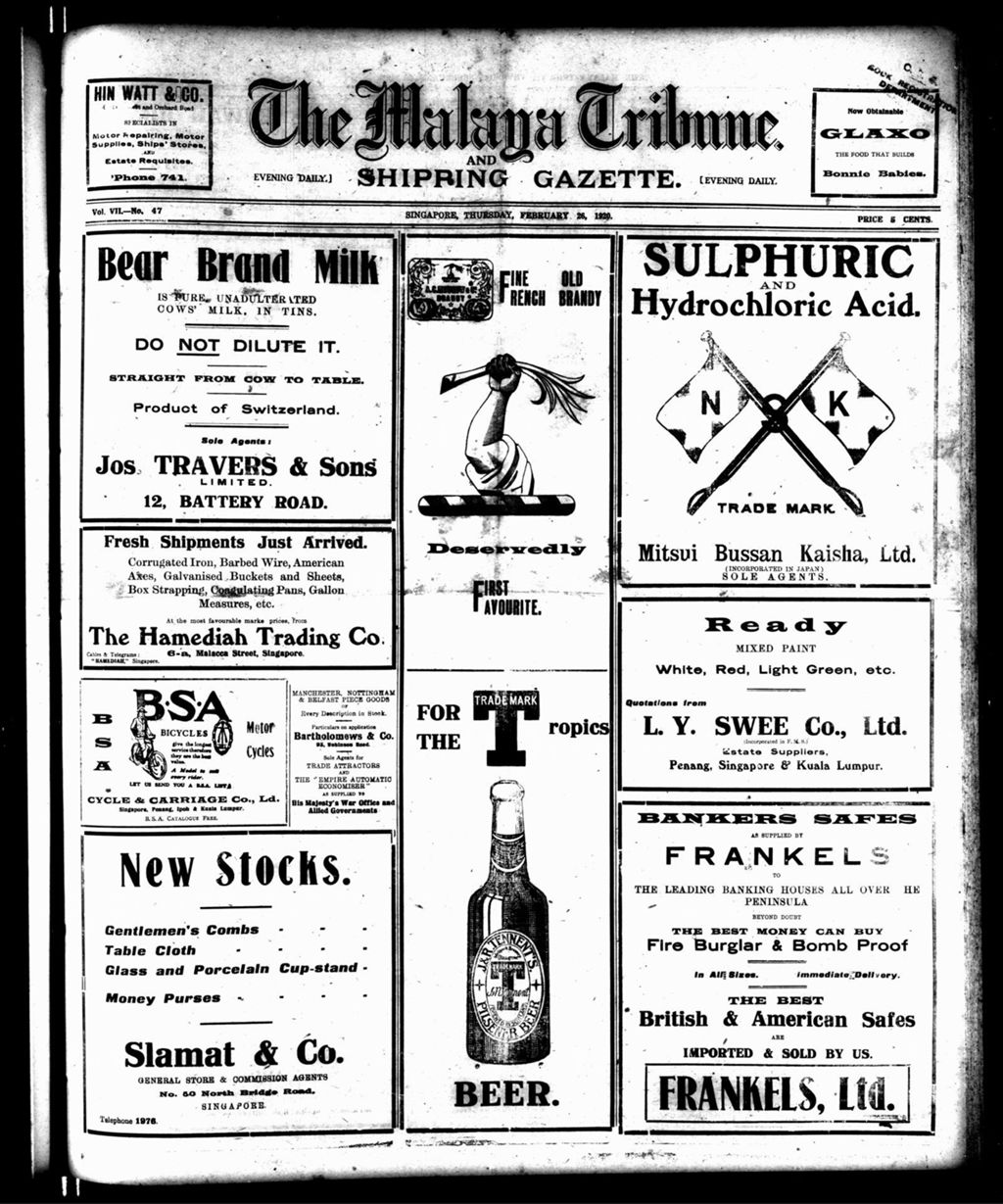 Miniature of Malaya Tribune 26 February 1920