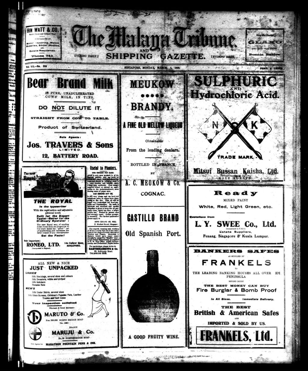 Miniature of Malaya Tribune 01 March 1920