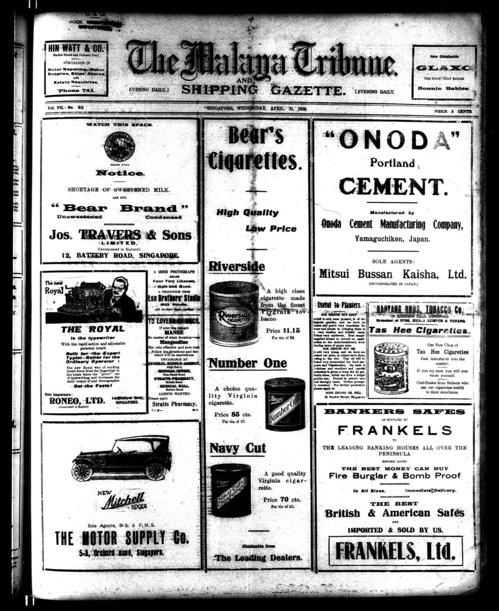 Miniature of Malaya Tribune 21 April 1920