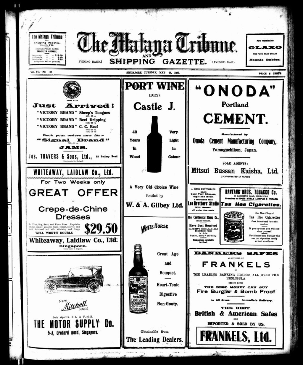 Miniature of Malaya Tribune 18 May 1920