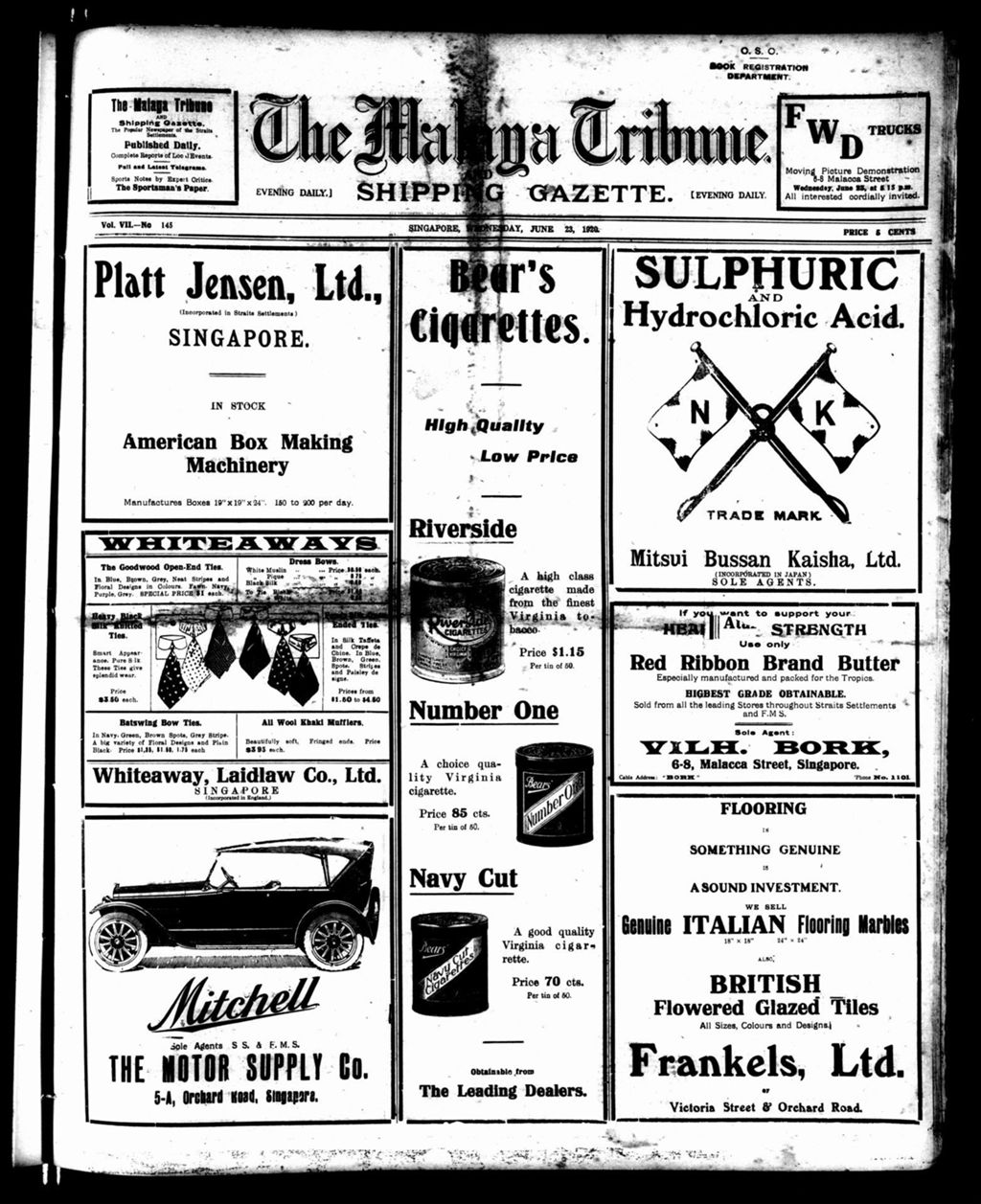 Miniature of Malaya Tribune 23 June 1920