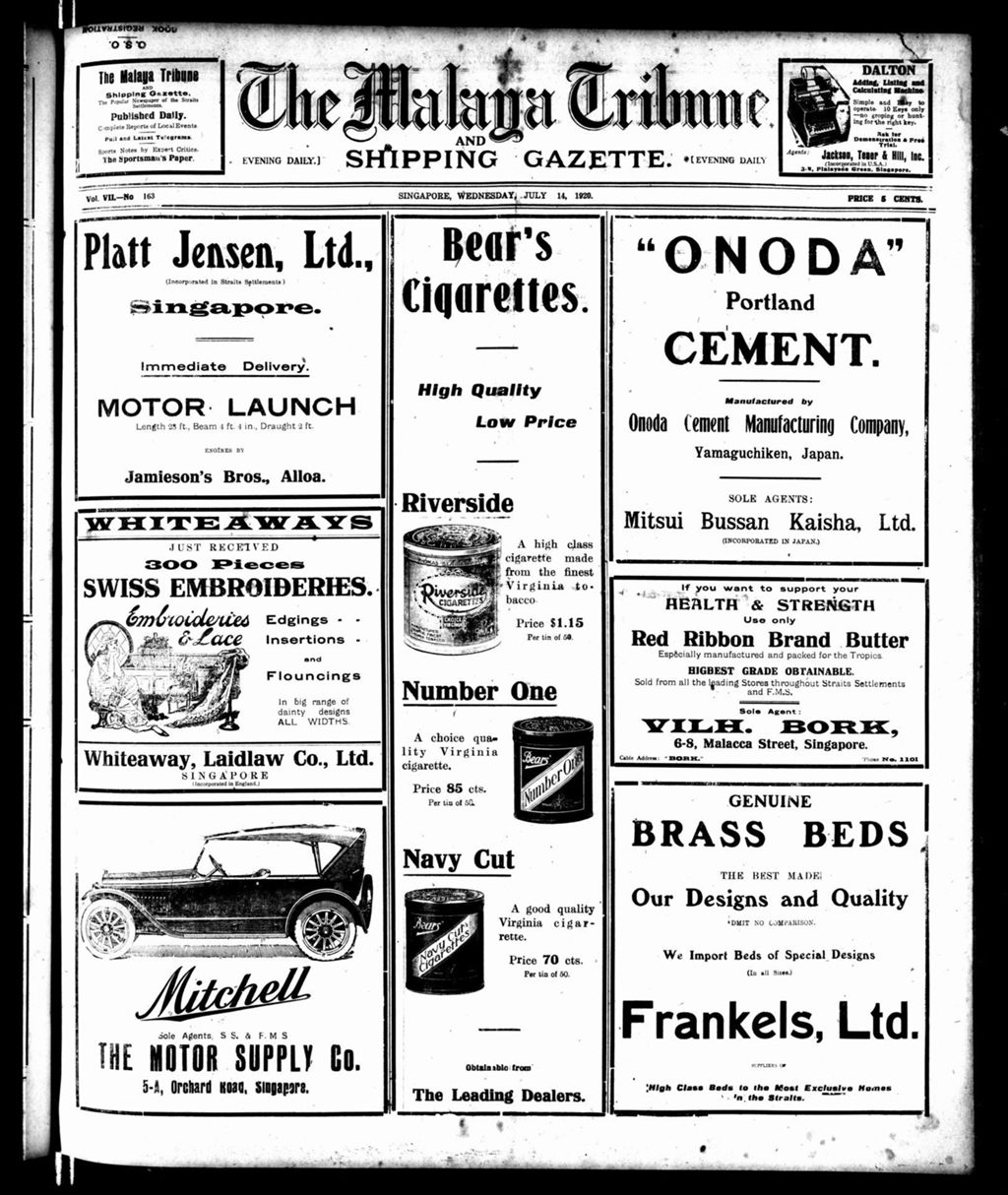 Miniature of Malaya Tribune 14 July 1920