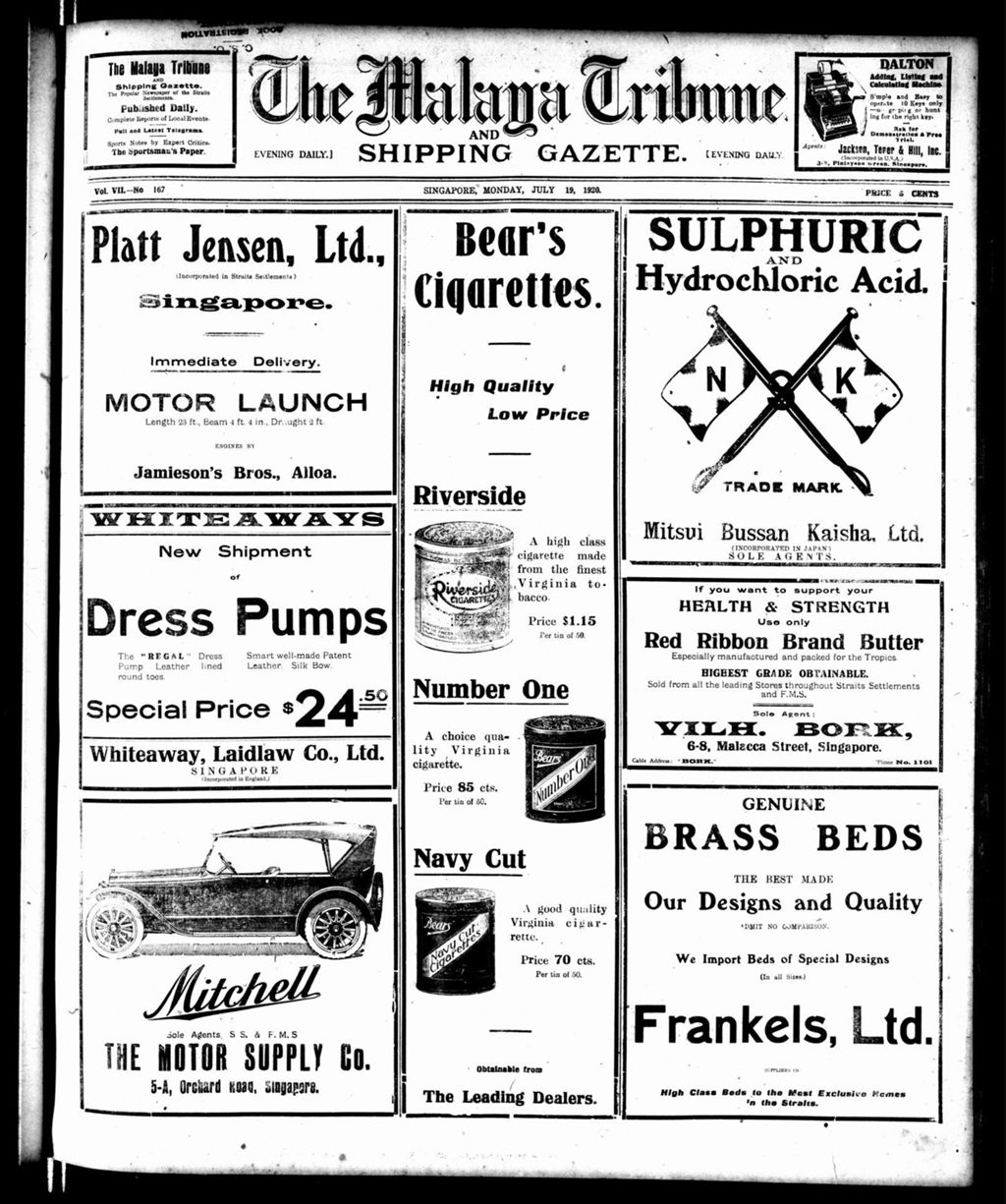 Miniature of Malaya Tribune 19 July 1920