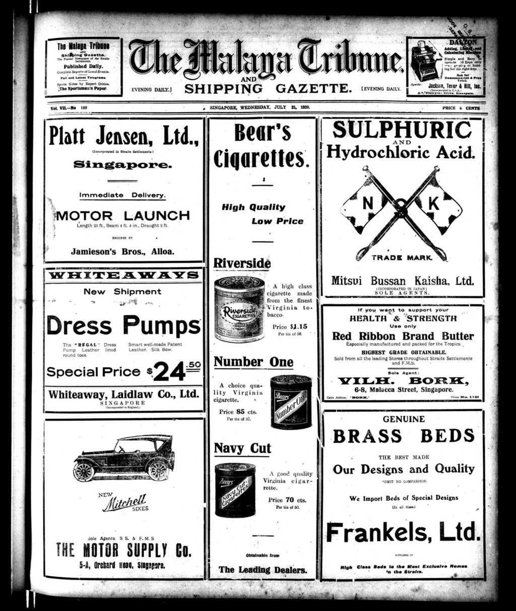 Miniature of Malaya Tribune 21 July 1920