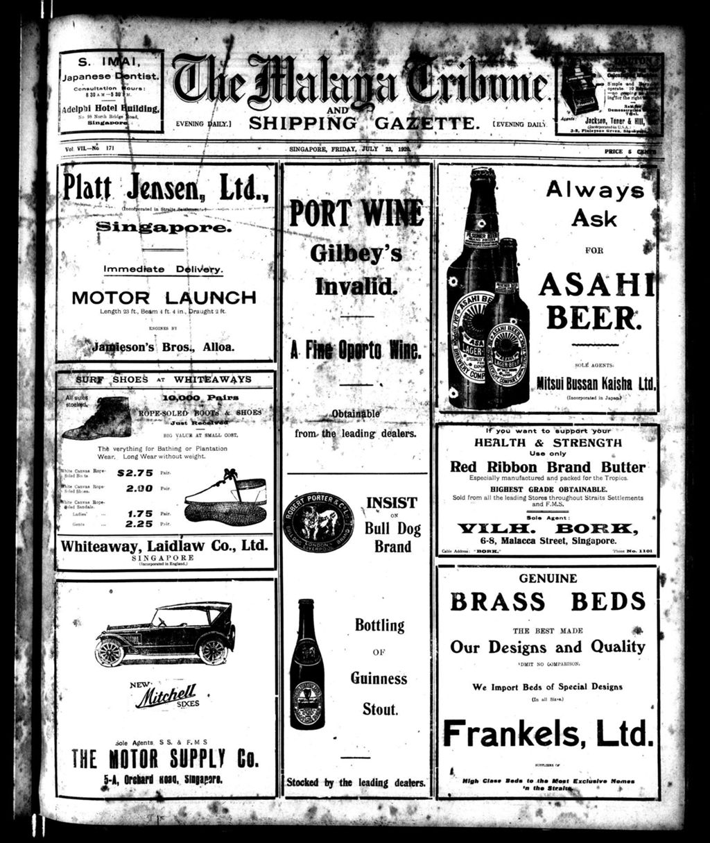 Miniature of Malaya Tribune 23 July 1920