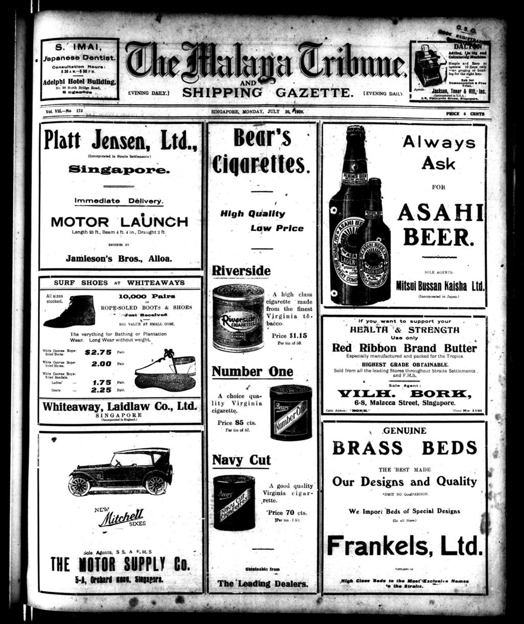 Miniature of Malaya Tribune 26 July 1920