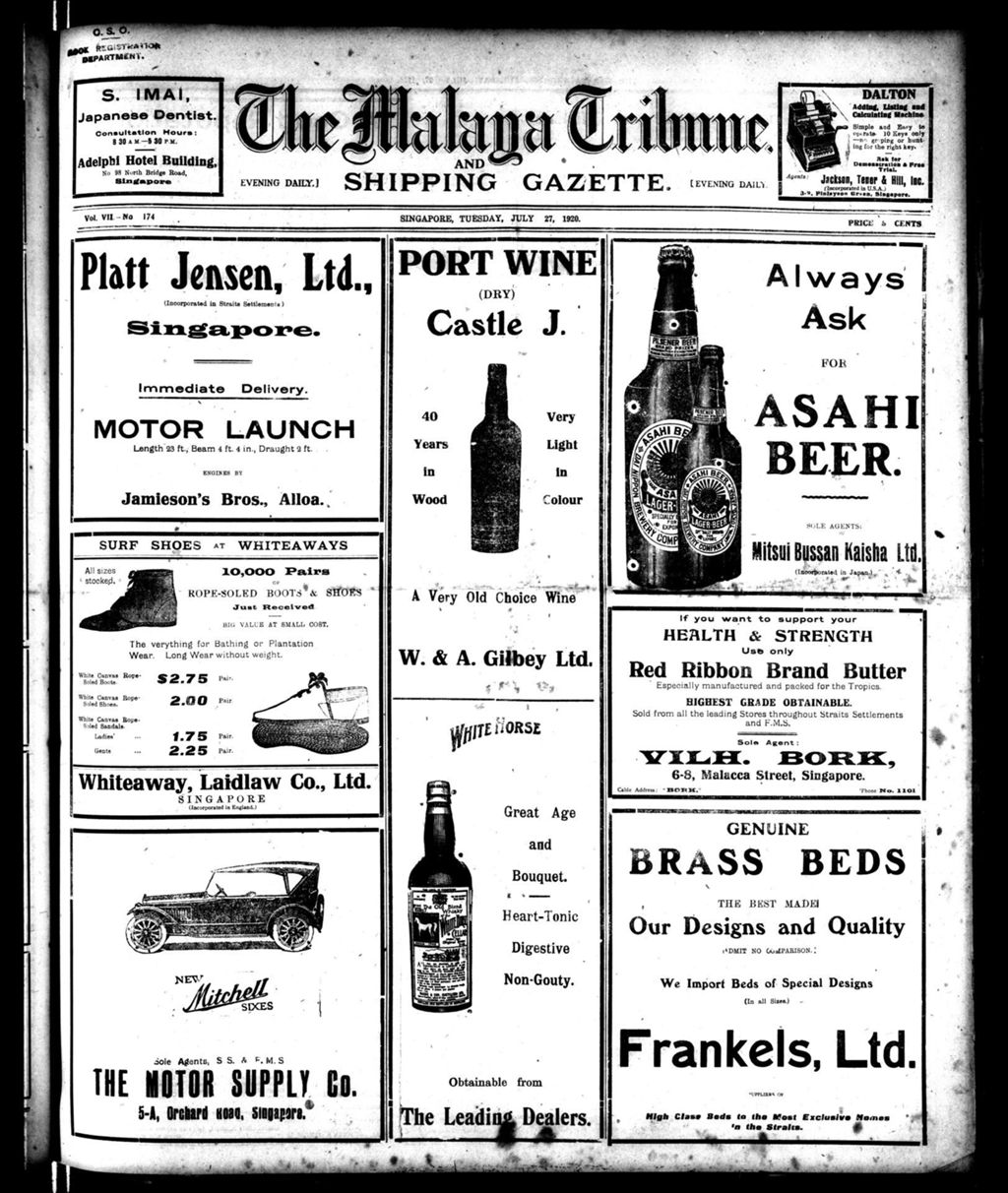 Miniature of Malaya Tribune 27 July 1920