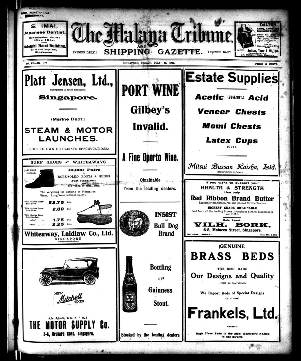 Miniature of Malaya Tribune 30 July 1920