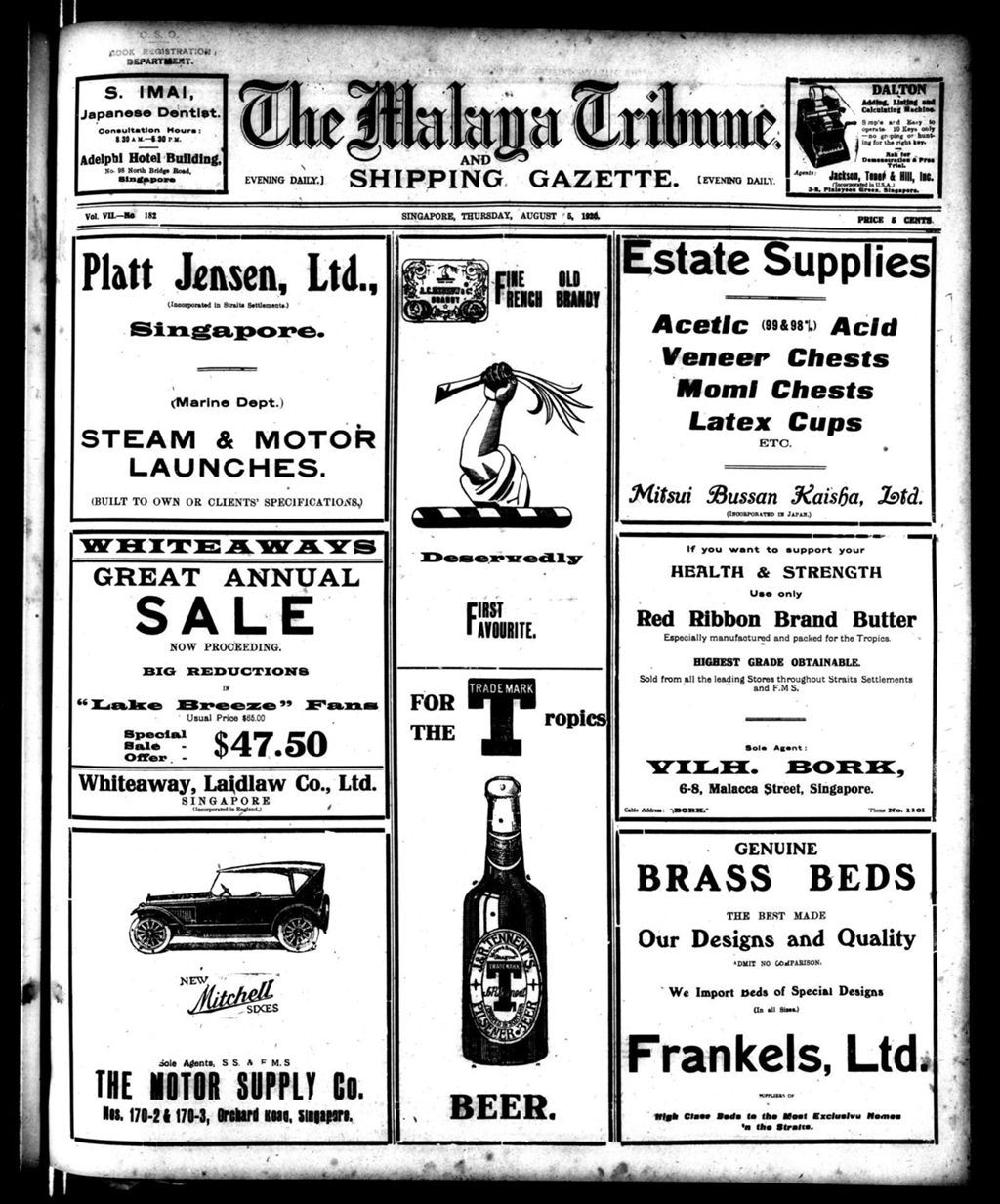 Miniature of Malaya Tribune 05 August 1920