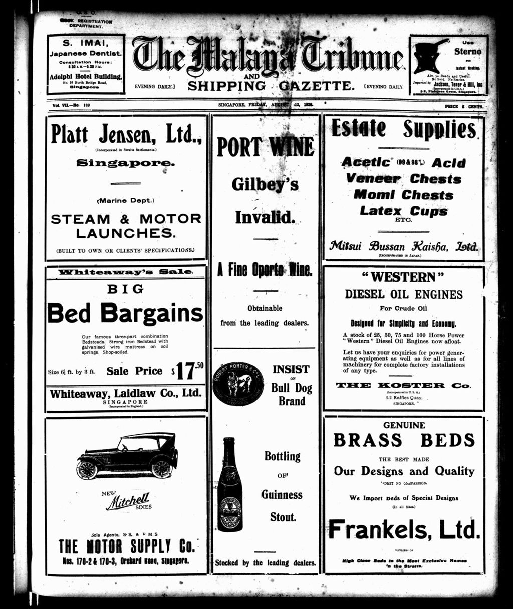 Miniature of Malaya Tribune 13 August 1920