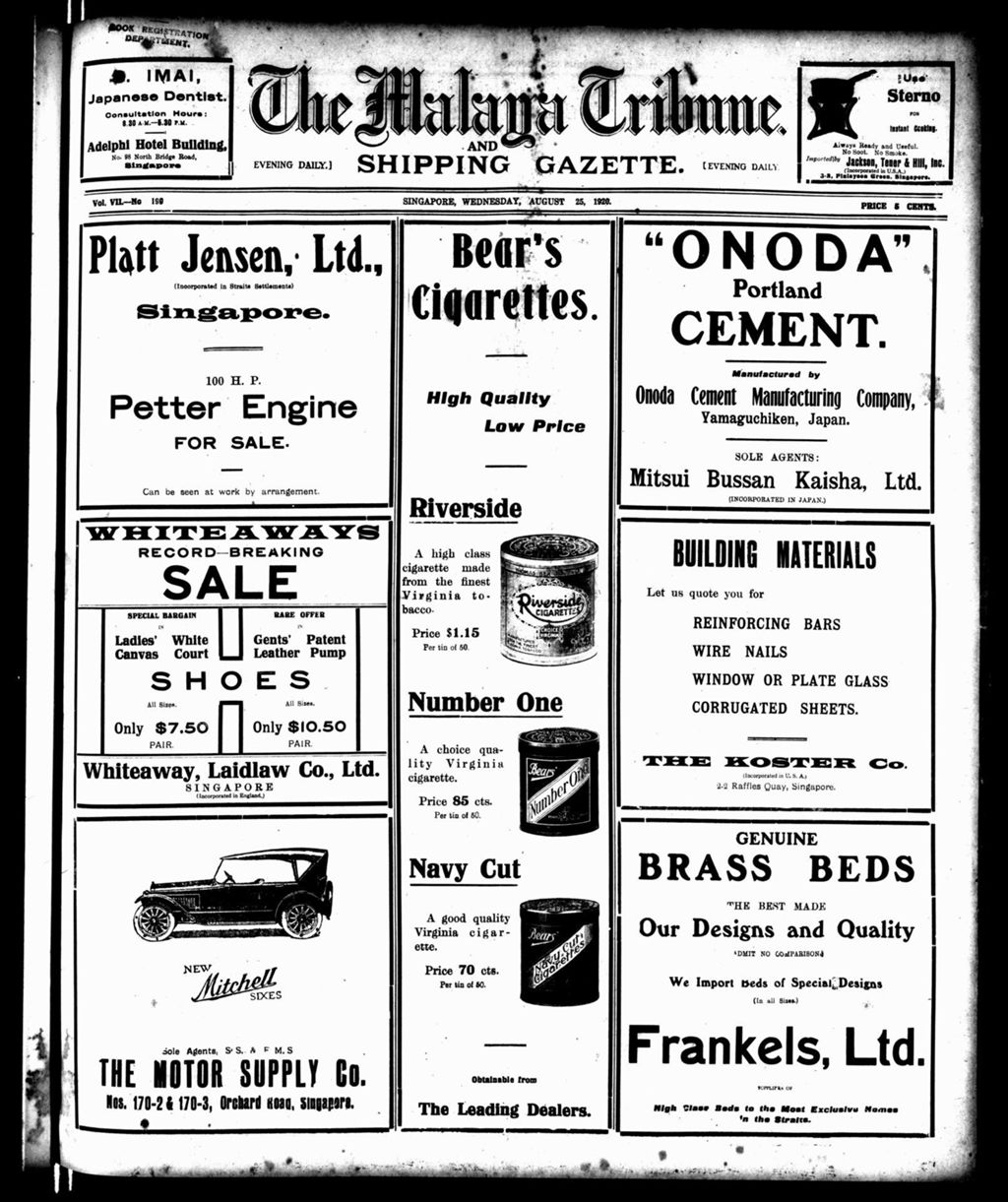 Miniature of Malaya Tribune 25 August 1920