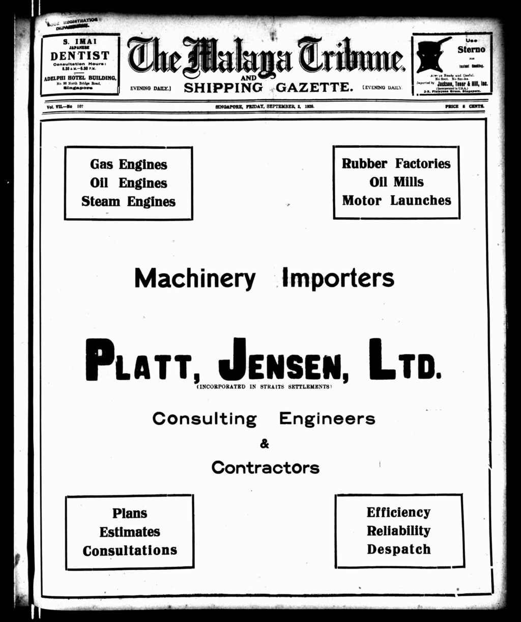 Miniature of Malaya Tribune 03 September 1920