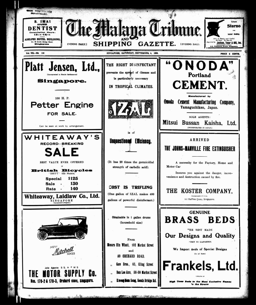 Miniature of Malaya Tribune 04 September 1920