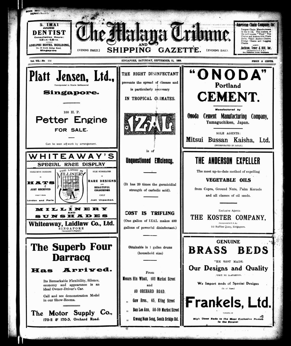 Miniature of Malaya Tribune 11 September 1920