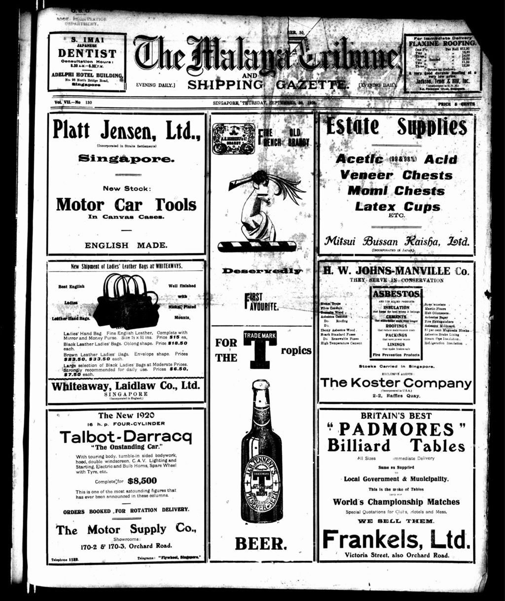 Miniature of Malaya Tribune 30 September 1920