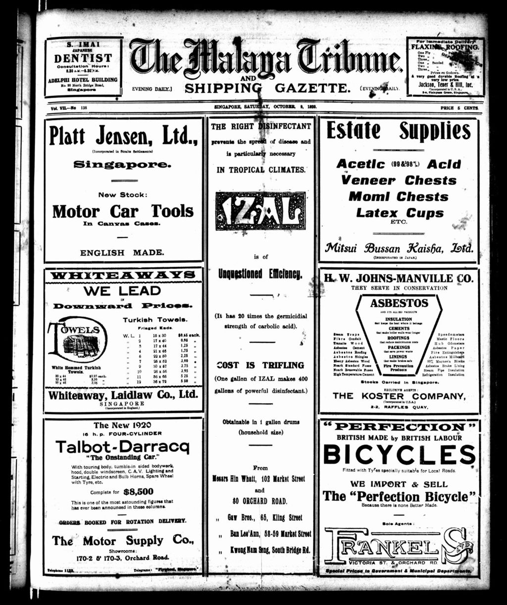 Miniature of Malaya Tribune 09 October 1920