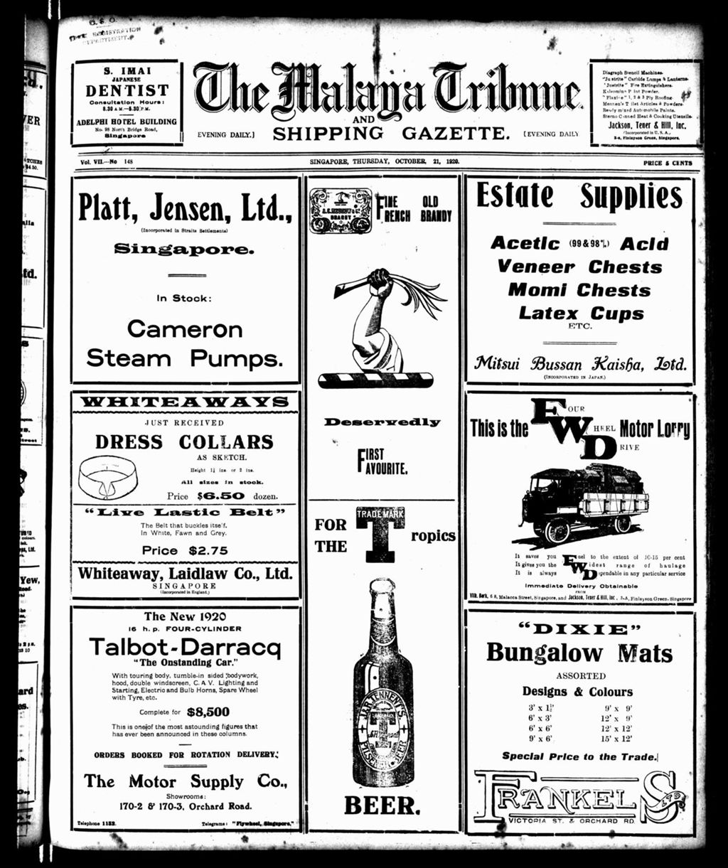 Miniature of Malaya Tribune 21 October 1920