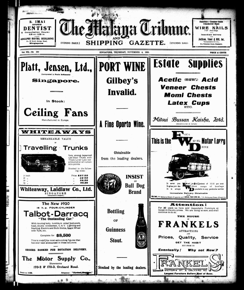 Miniature of Malaya Tribune 04 November 1920