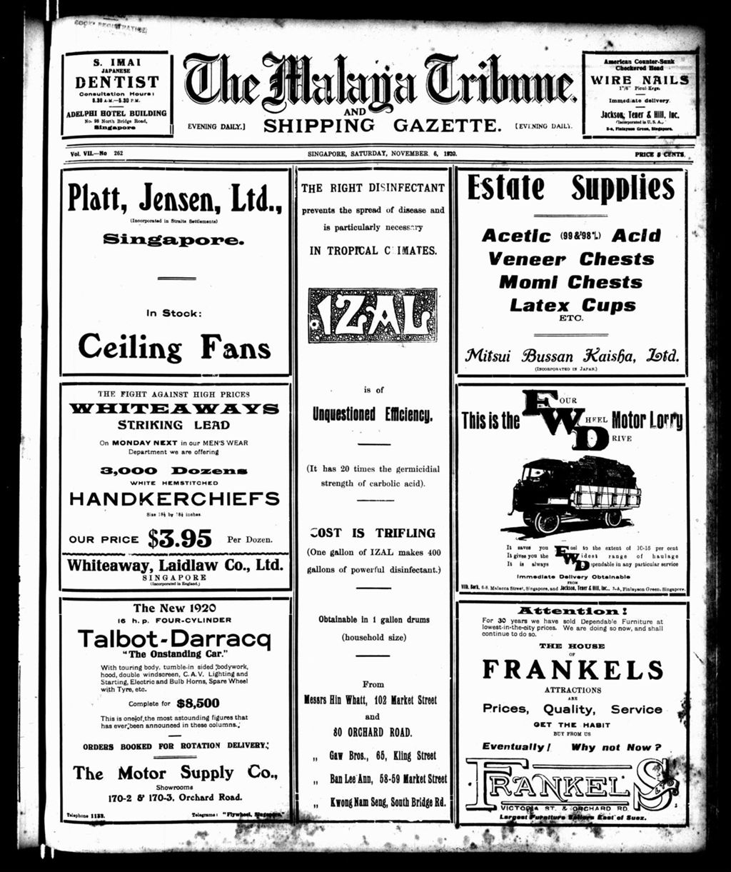 Miniature of Malaya Tribune 06 November 1920