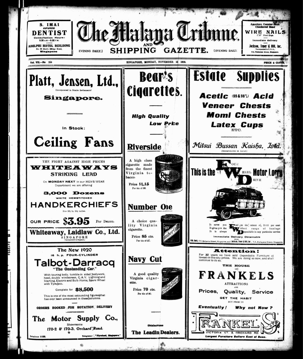 Miniature of Malaya Tribune 15 November 1920