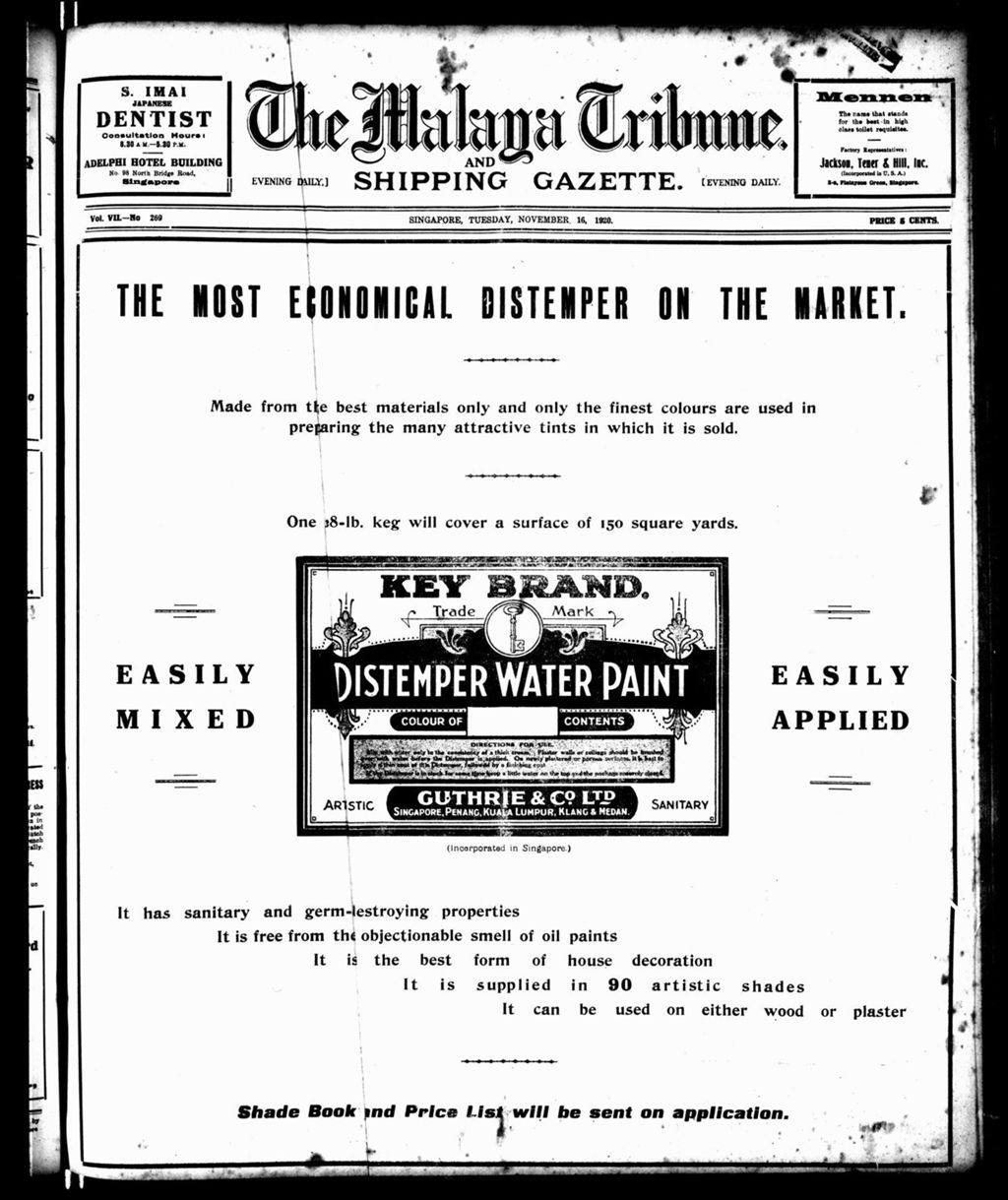 Miniature of Malaya Tribune 16 November 1920