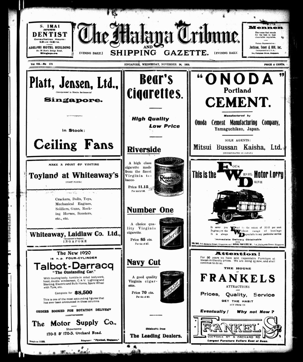 Miniature of Malaya Tribune 24 November 1920