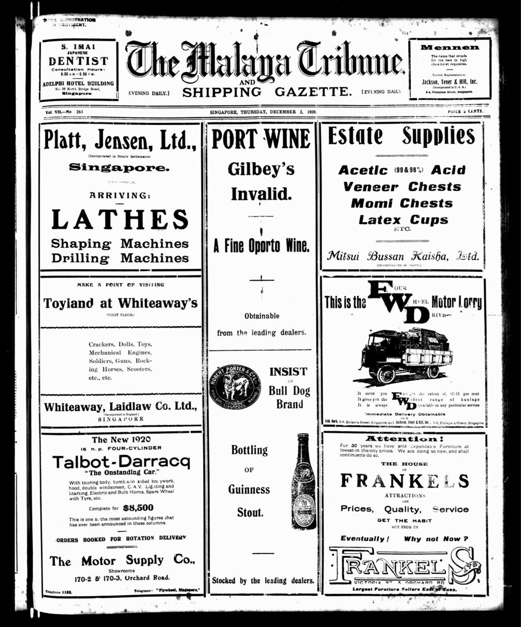 Miniature of Malaya Tribune 02 December 1920