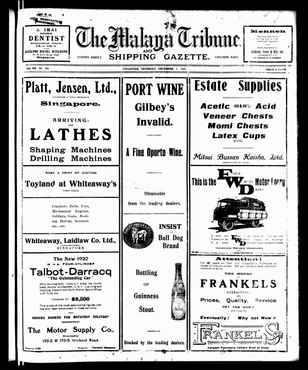 Miniature of Malaya Tribune 09 December 1920