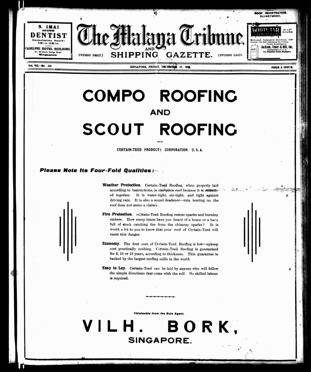 Miniature of Malaya Tribune 17 December 1920