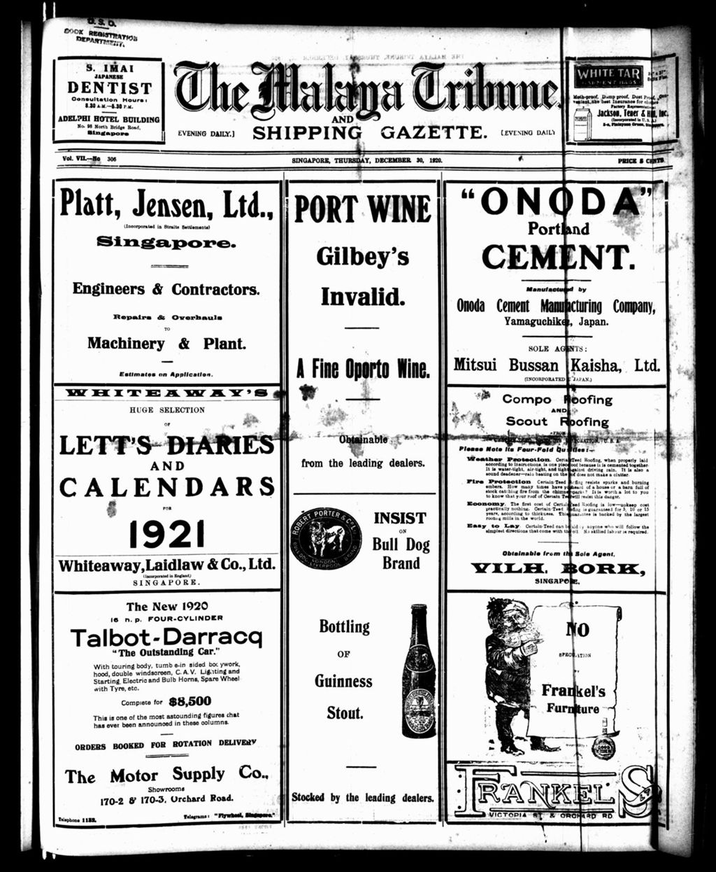 Miniature of Malaya Tribune 30 December 1920