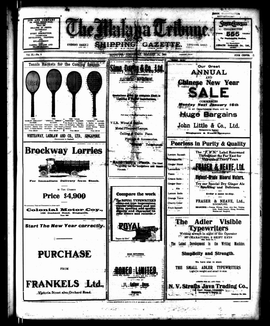 Miniature of Malaya Tribune 11 January 1922