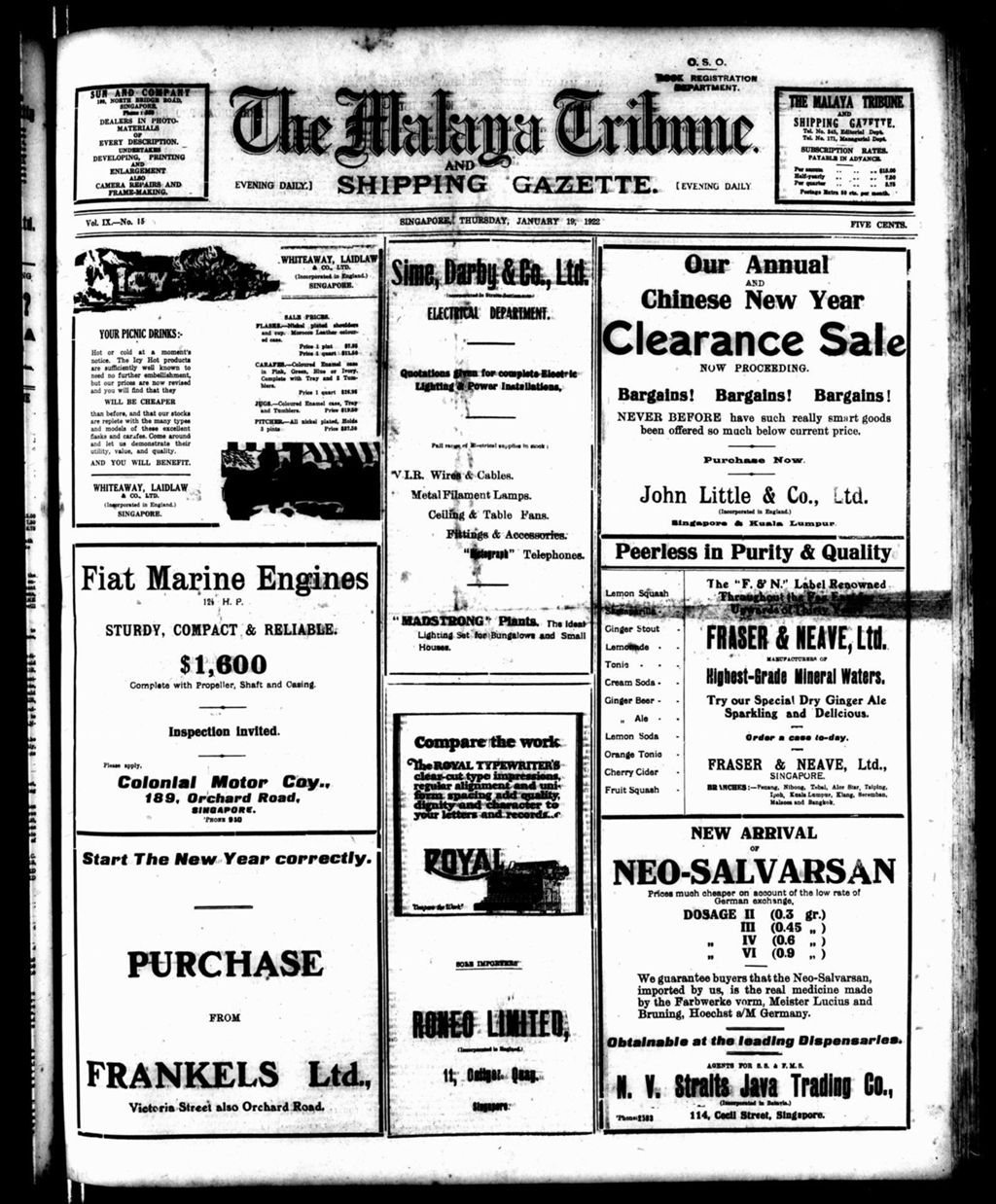 Miniature of Malaya Tribune 19 January 1922