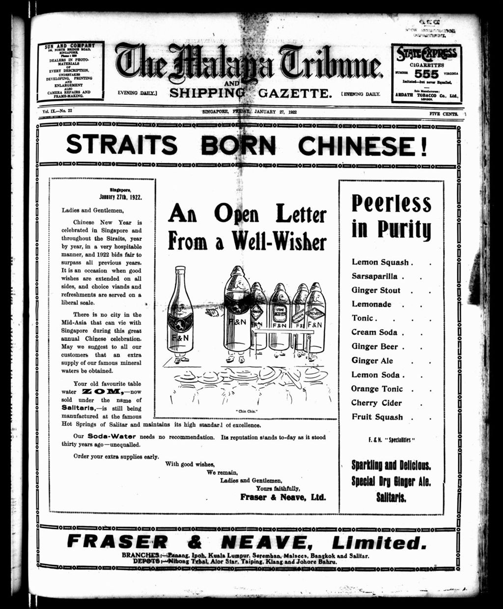 Miniature of Malaya Tribune 27 January 1922