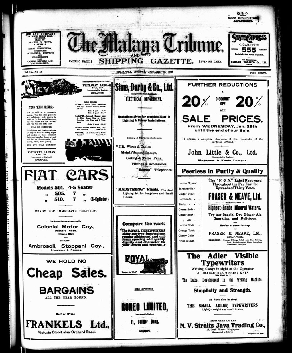 Miniature of Malaya Tribune 30 January 1922