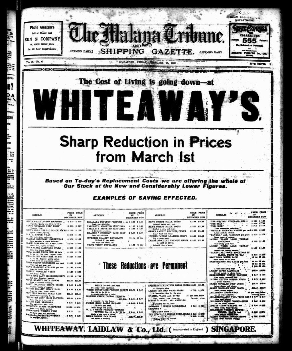 Miniature of Malaya Tribune 24 February 1922