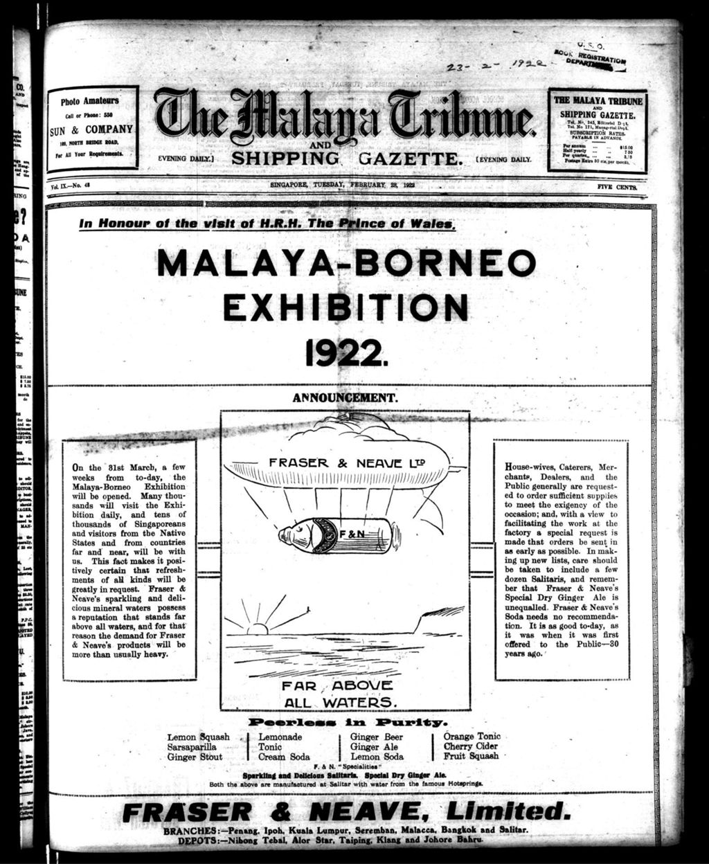 Miniature of Malaya Tribune 28 February 1922