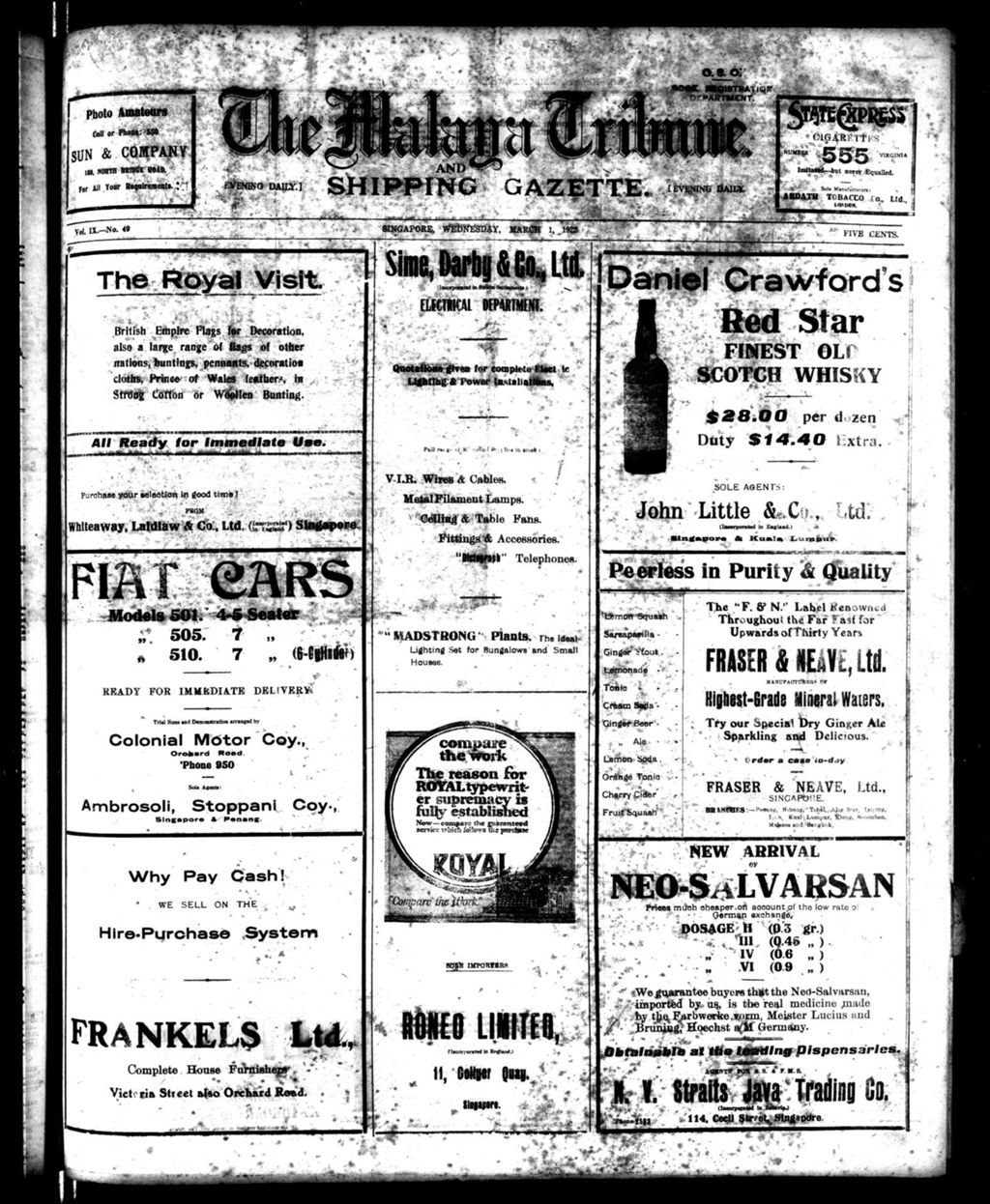 Miniature of Malaya Tribune 01 March 1922