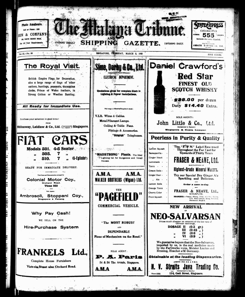 Miniature of Malaya Tribune 02 March 1922