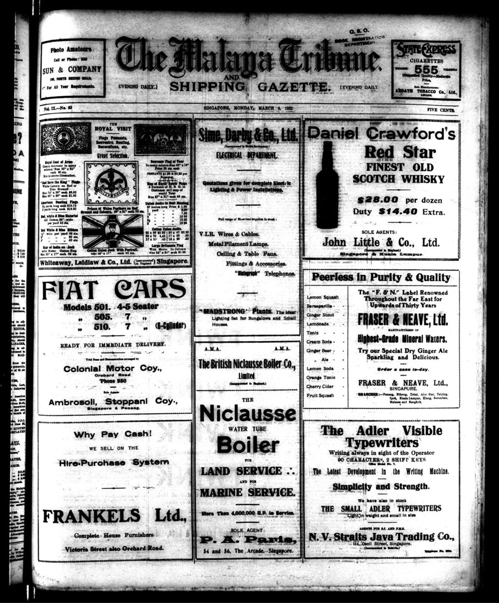 Miniature of Malaya Tribune 06 March 1922