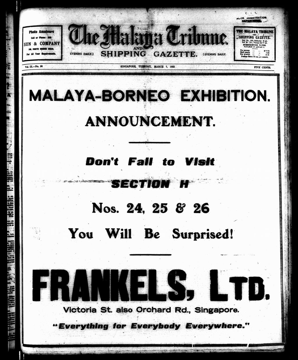 Miniature of Malaya Tribune 07 March 1922