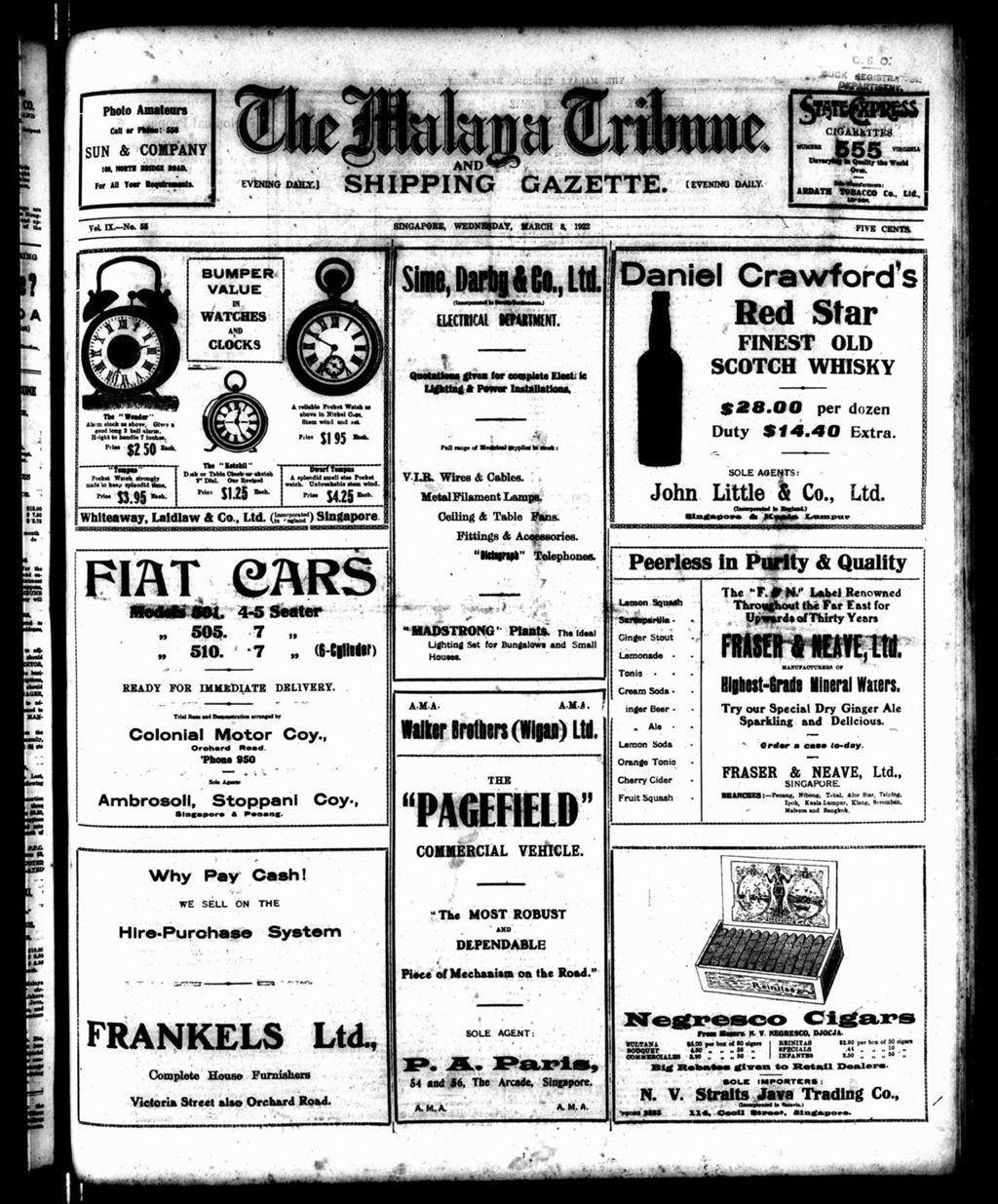 Miniature of Malaya Tribune 08 March 1922