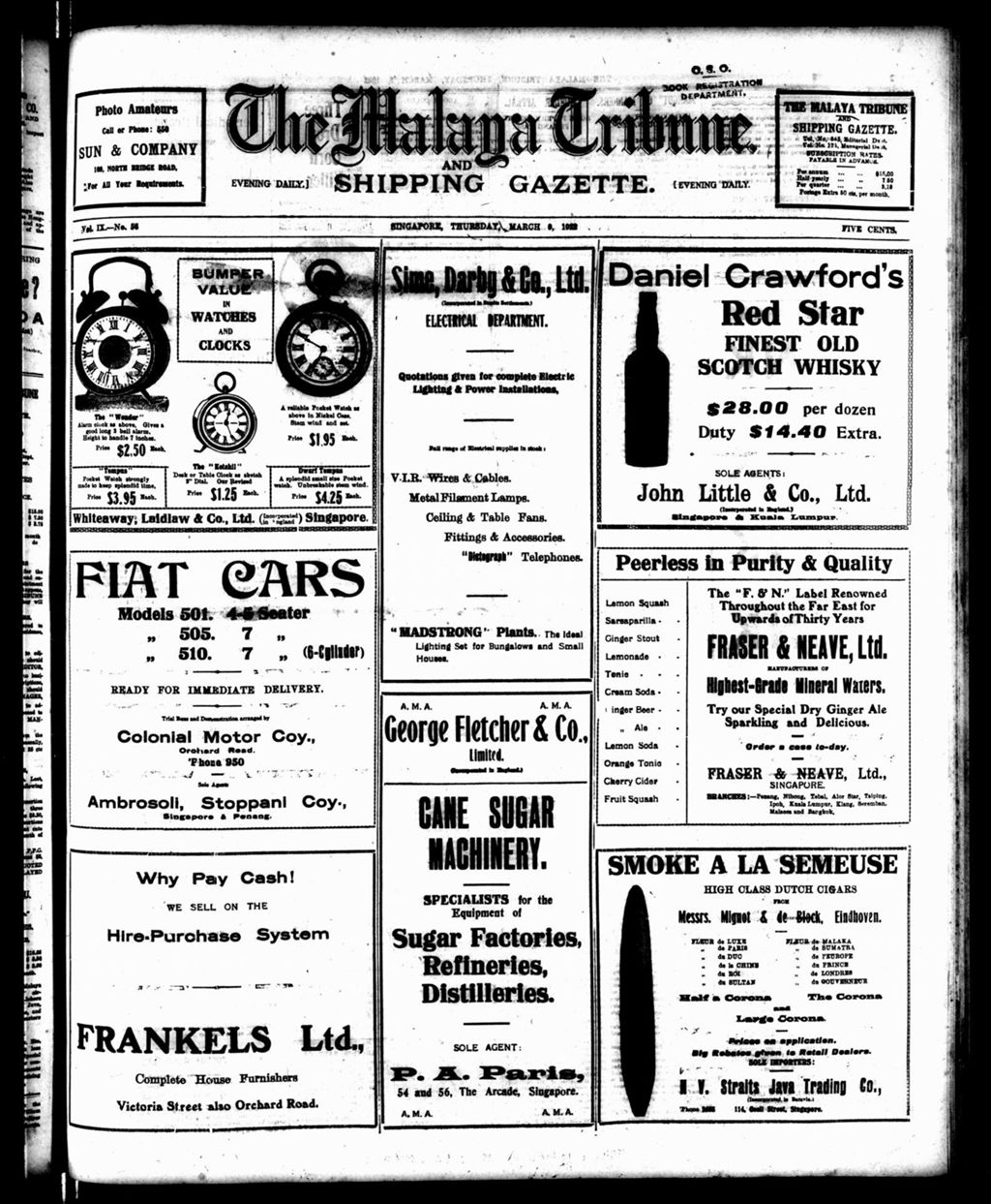 Miniature of Malaya Tribune 09 March 1922