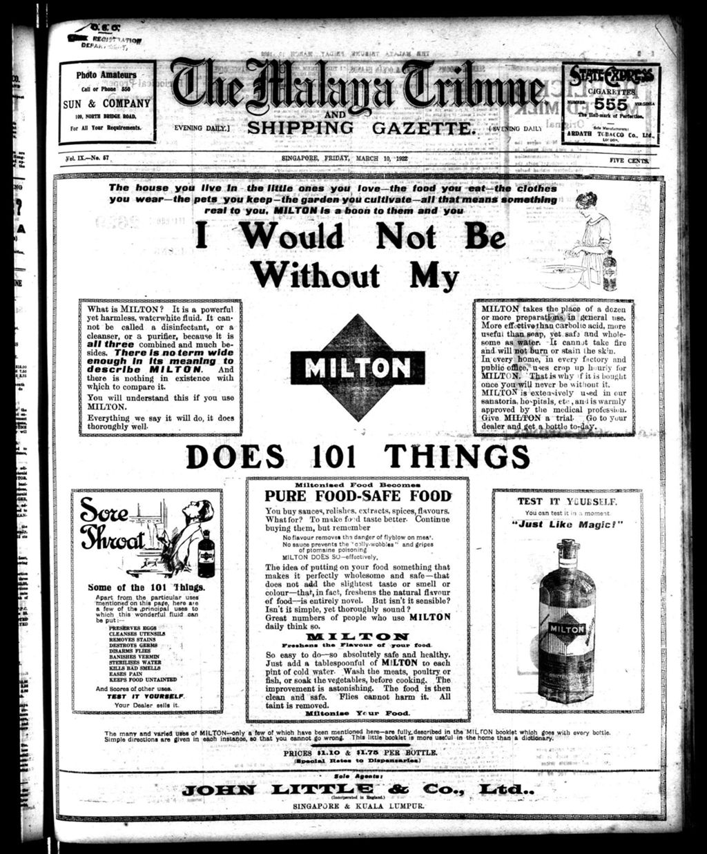 Miniature of Malaya Tribune 10 March 1922