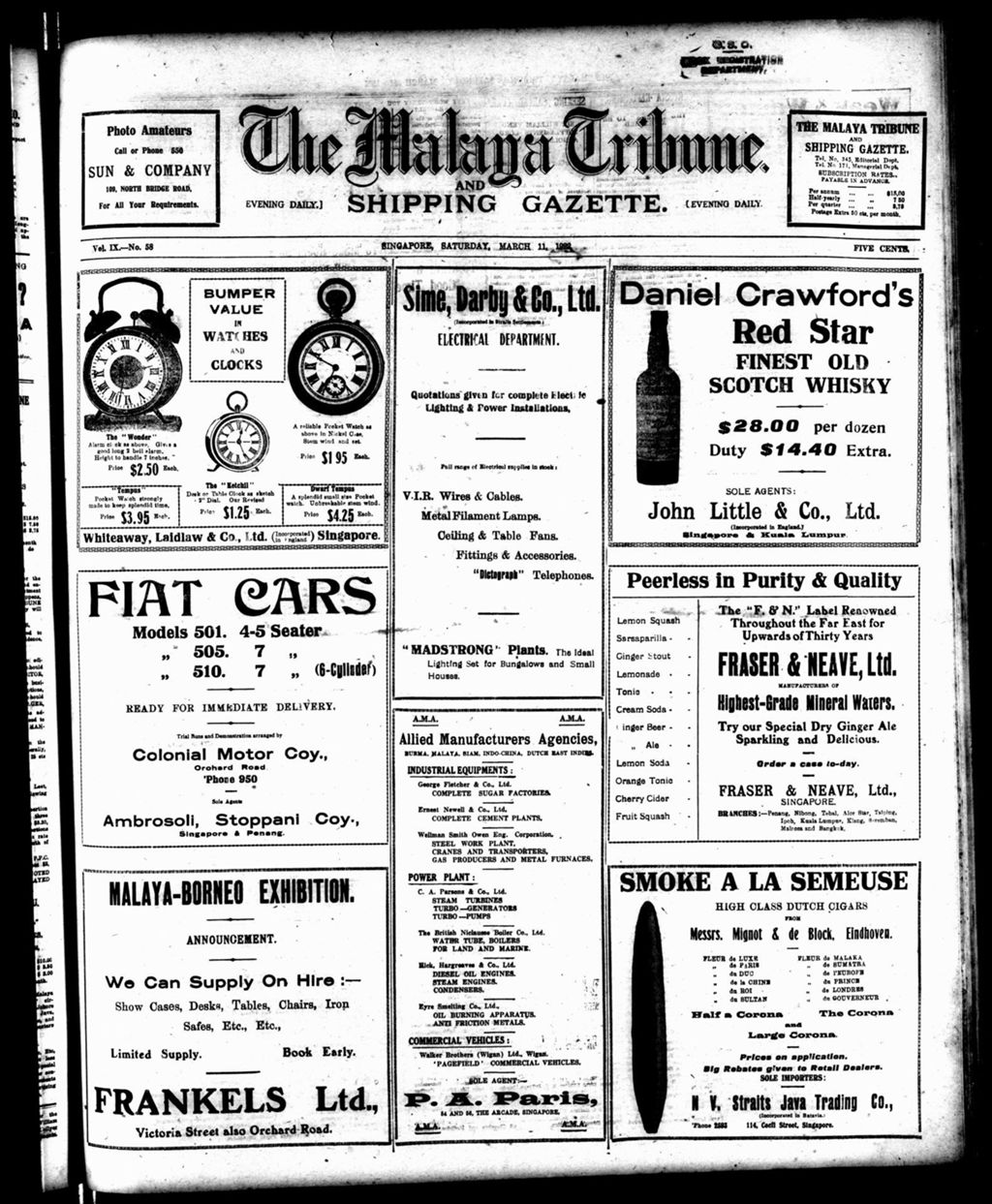 Miniature of Malaya Tribune 11 March 1922