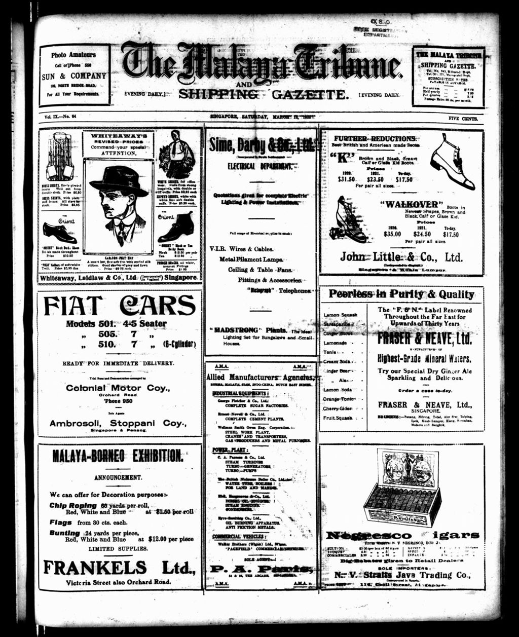 Miniature of Malaya Tribune 18 March 1922