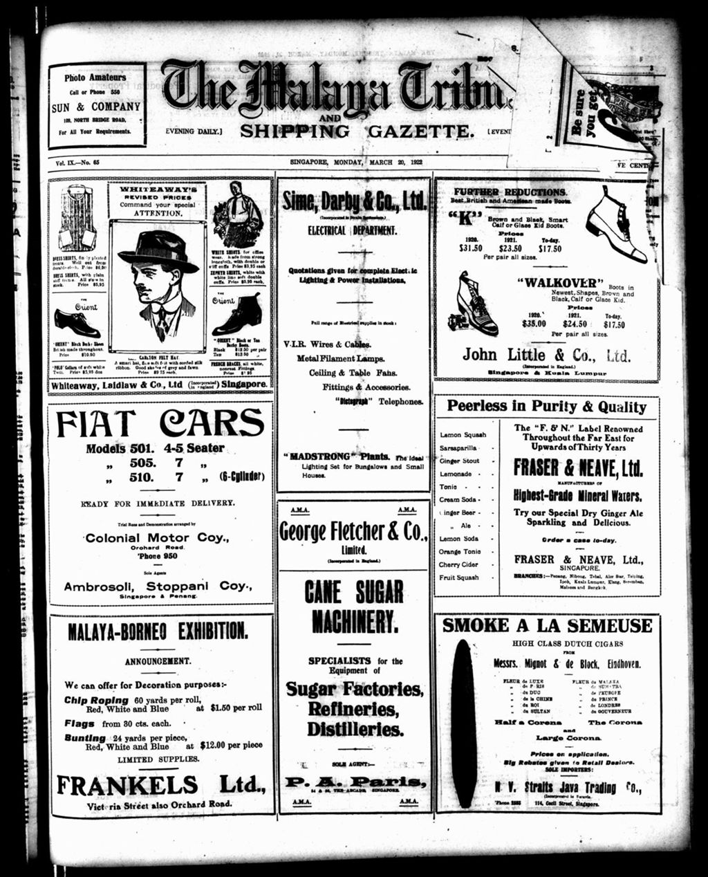 Miniature of Malaya Tribune 20 March 1922