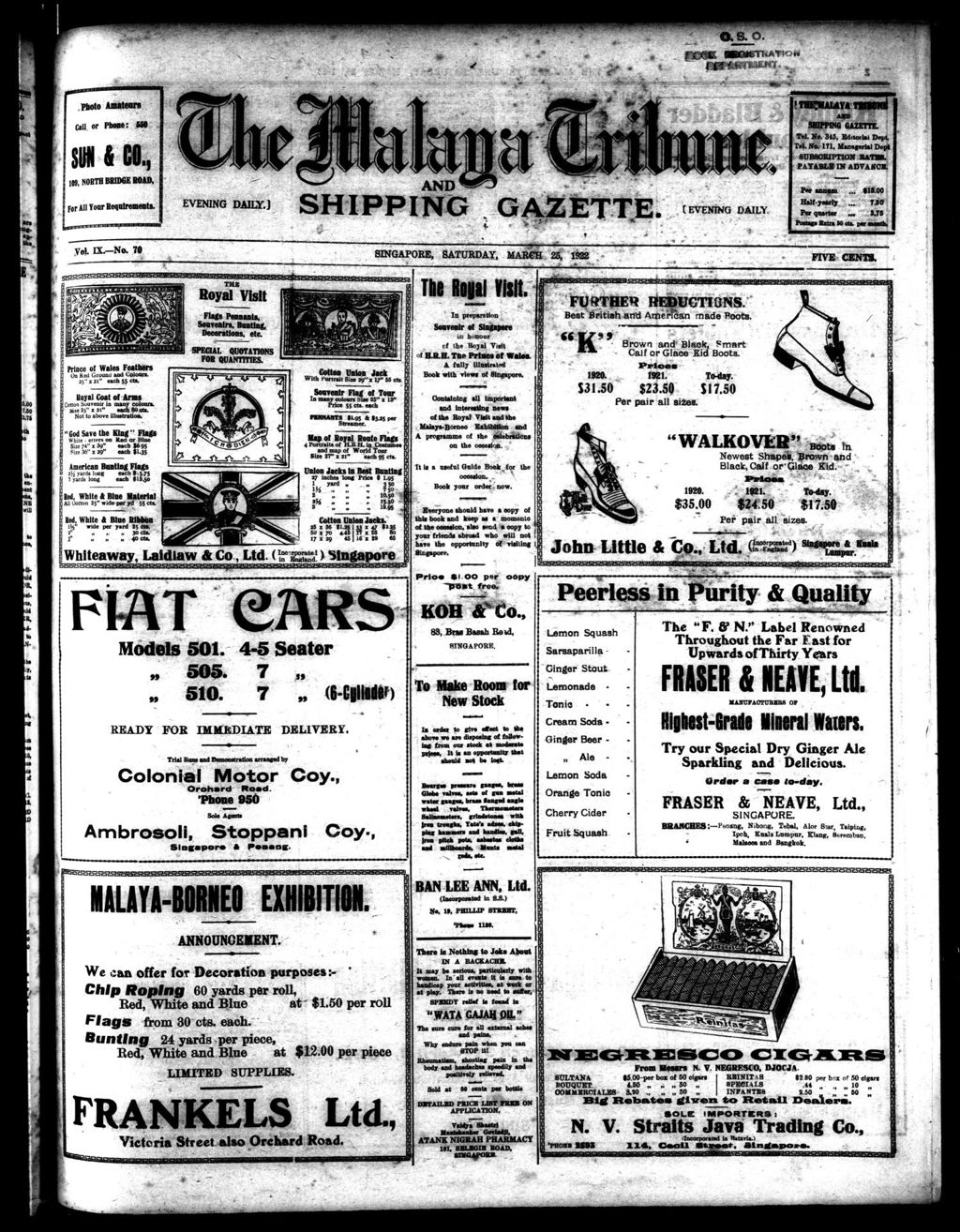 Miniature of Malaya Tribune 25 March 1922