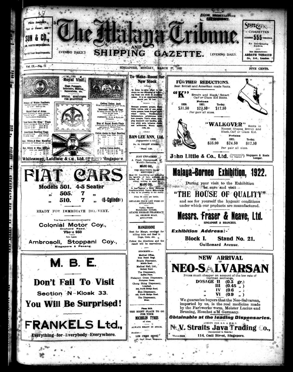 Miniature of Malaya Tribune 27 March 1922